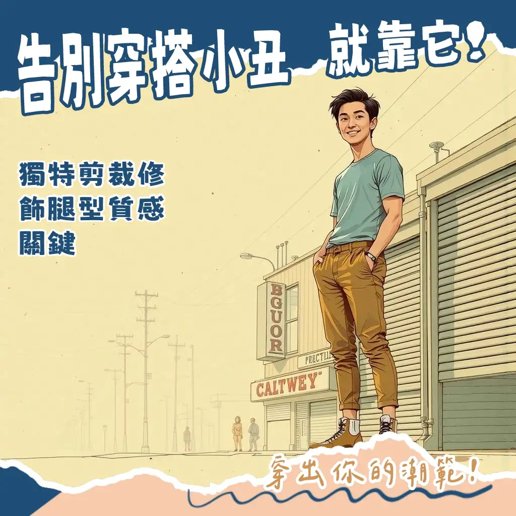彎刀褲男穿搭解析， City Boy風格與日系工裝搭配技巧，修飾腿型顯腿長。