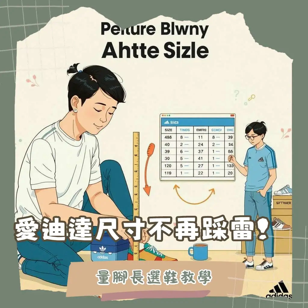 愛迪達鞋子尺寸對照表與腳長測量教學，教你如何選購最合適的愛迪達鞋款。