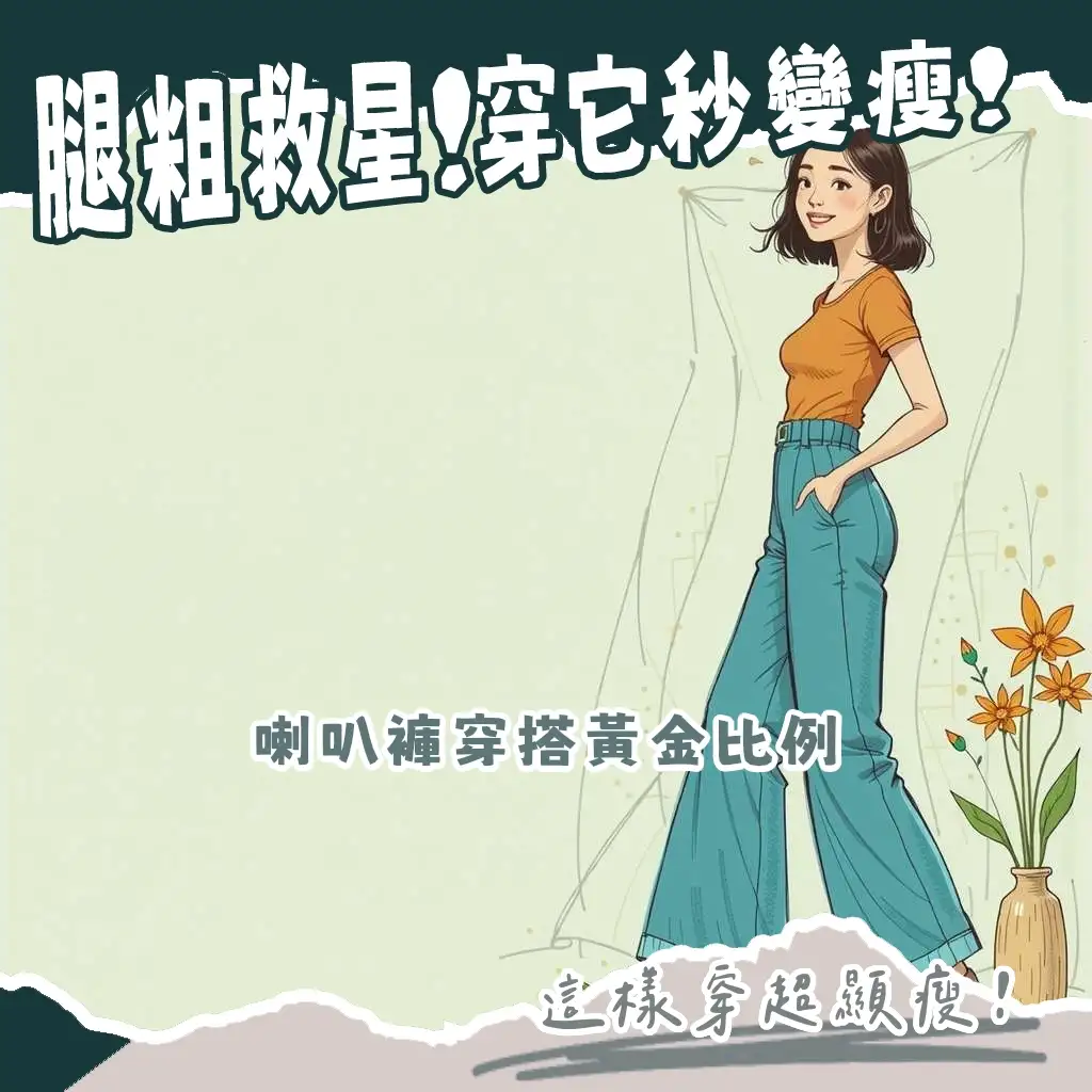 腿粗女孩穿高腰微喇叭褲，搭配厚底鞋修飾腿型顯腿長穿搭